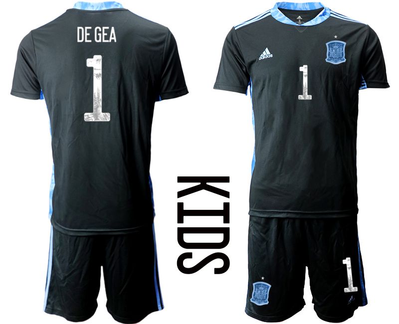Youth 2021 World Cup National Spain black goalkeeper #1 Soccer Jerseys